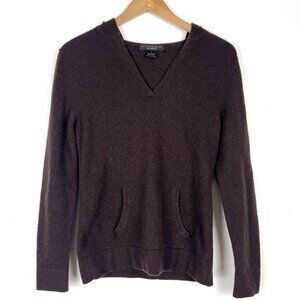 VTG A. Giannetti Cashmere Hoodie Sweater sz S Brown V-Neck Pocket Y2K Lounge